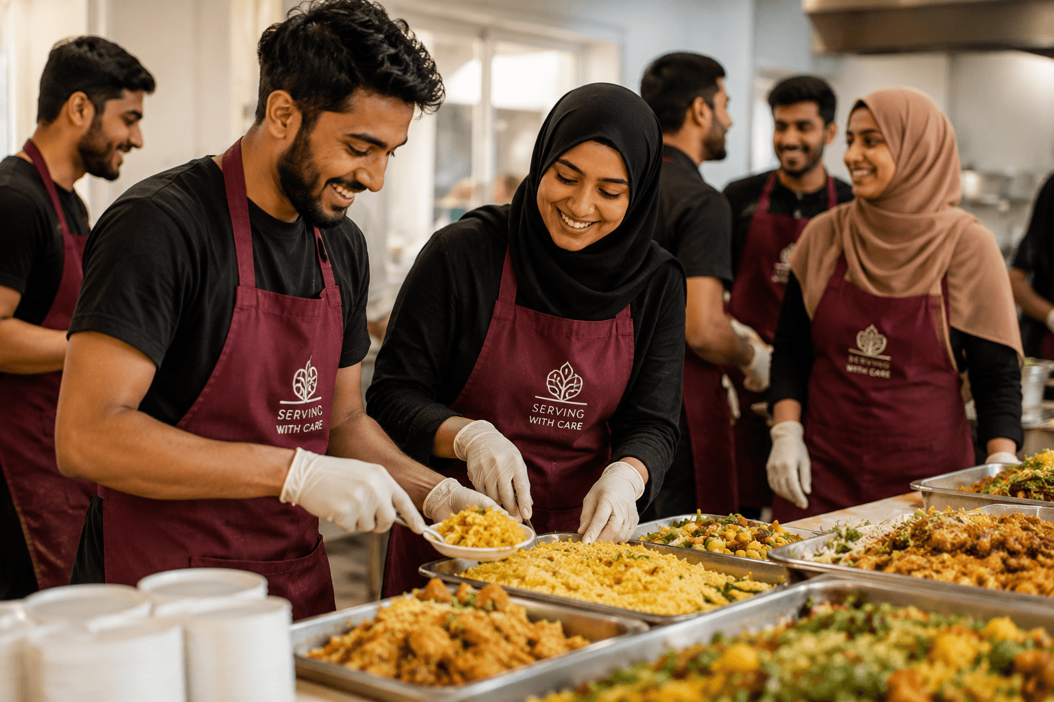 MIR Heritage volunteers serving food at a community event